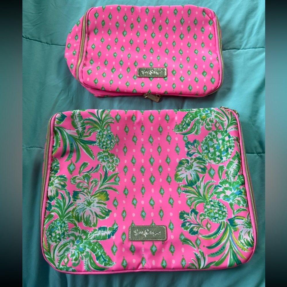 Lilly Pulitzer Oh Diamond Girl Packing Cubes Pink and Green Floral Pouches GWP